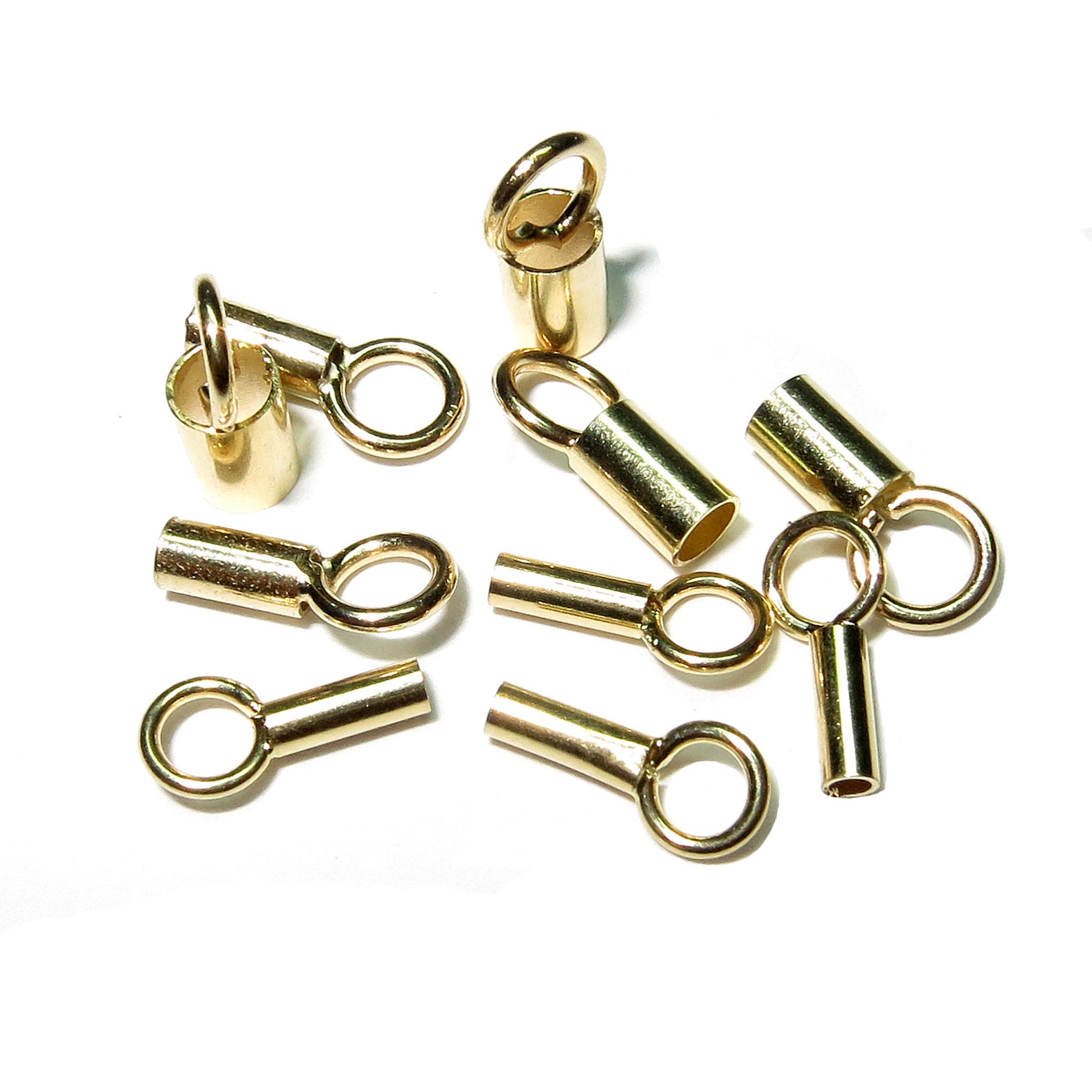 14K Solid Gold Tube End Caps Size 1.0 1.6 2.1 2.6 3.2 Etsy