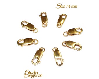 14 mm 14K Yellow Gold Filled Oval Lobster Clasp with open ring, Clasp, Gold Filled Clasps, Lobster clasps, Jewelry making - 1 piece