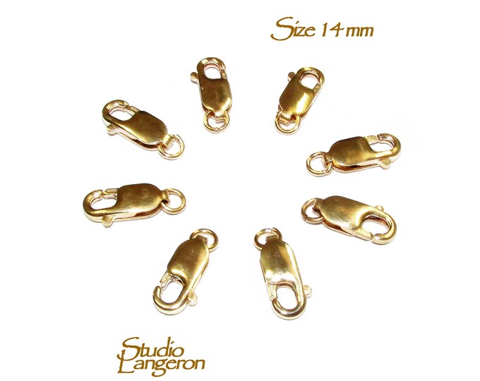 14 mm 14K Yellow Gold Filled Oval Lobster Clasp with open ring, Clasp, Gold Filled Clasps, Lobster clasps, Jewelry making - 1 piece