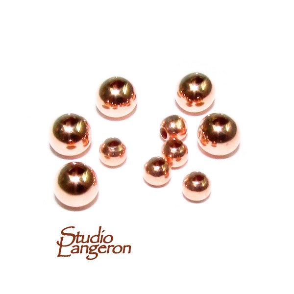 14K solid rose gold seamless round beads size 2.0, 3.0 mm, rose gold beads, round beads, Jewelry making, solid gold, Gold beads - 1 piece