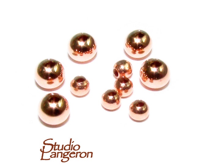 14K solid rose gold seamless round beads size 2.0, 3.0 mm, rose gold beads, round beads, Jewelry making, solid gold, Gold beads - 1 piece