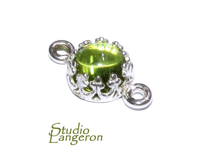 925 Sterling Silver natural Peridot round Link Connector size 14x7 mm, Natural Peridot silver link, Jewelry making, Connector - 1 piece