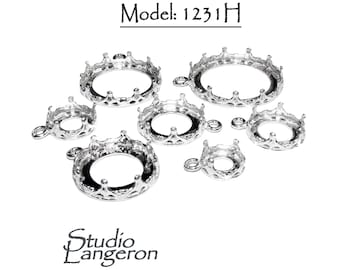 925 Sterling Silber Runde Einfassungen, Modell 1231H, Größen 8 - 24 mm, Einfassung, Schmuckherstellung, Runde Fassung, 1 Stück