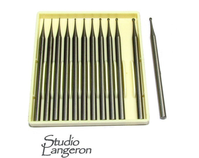 Set Busch Round Ball Bur 2.35 mm shank Pack of 12, size 003 - 014, Busch 01, Jewelry burs, Busch burs, Jewelry tools - 1 pack (12 pieces)