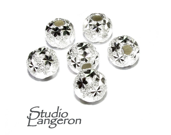 925 sterling silver diamond cut shiny beads size 6 mm, diamond cut beads, Jewelry making, silver round beads, silver findings - 1 piece