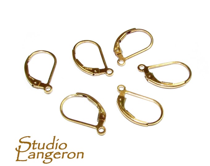 14K Yellow Gold Filled Lever-Back Ear Wire with Open Ring, Jewelry making, Earrings gold filled, Earring components - 1 pair (2 pieces)