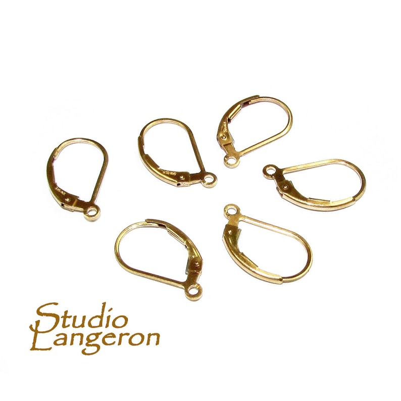 14K Yellow Gold Filled Lever-Back Ear Wire with Open Ring Earrings gold filled Earring components 1 pair Gold Filled 14K Gold filled