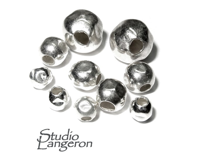 925 Sterling Silver Hammered round shiny Beads sizes 3 - 14 mm, Hammered Beads, Jewelry making, Silver beads, Sterling silver - 1 piece