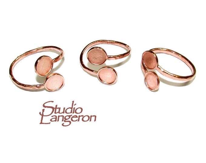 14K Rose gold filled open blank ring with bezel cups 6 mm for gluing, base ring, Gold filled, Jewelry making, 14K rose gold filled - 1 piece