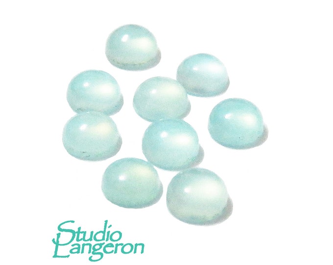 4 mm Aqua Chalcedony Cabochon, Natural Gemstone, Calibrated Size, Aqua Chalcedony, Gemstone, Round cabochon, Jewelry making - 1 piece