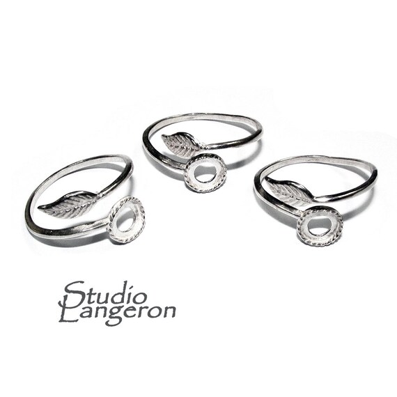 925 Sterling Silver Open Blank Ring With Bezel Cup Mm, Silver