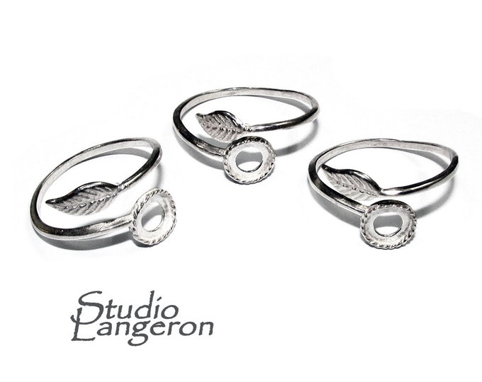 925 sterling silver open blank ring with bezel cup 8 mm, silver ring, Jewelry making, base ring, sterling silver, Mounting ring - 1 piece