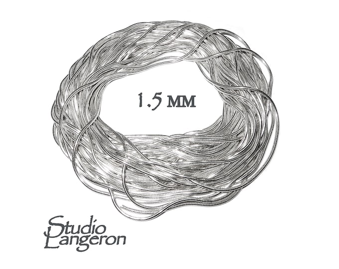 925 Sterling Silver snake beading chain thickness 1.5 mm, beading snake chains, Jewelry making, silver chains, beading chains - 1 Ft (30 cm)