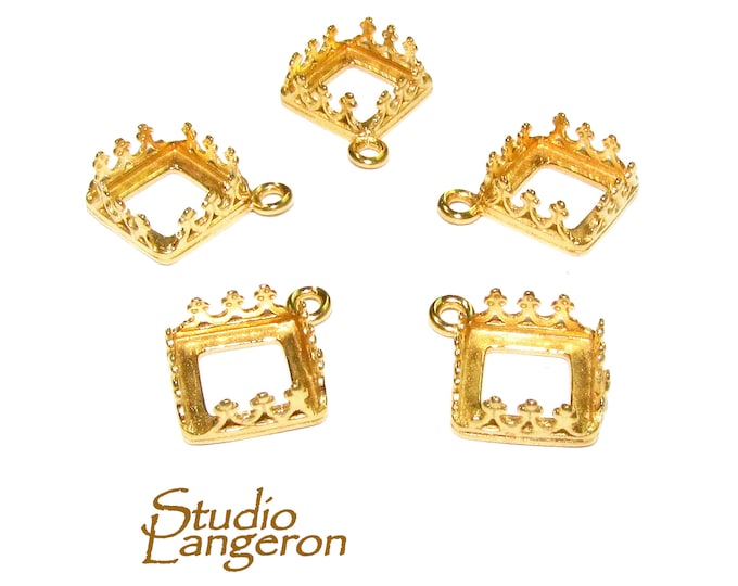 14K Yellow gold filled Square Bezel Cup size 8x8 mm, Bezel cup, Setting, Gold Filled bezel cup, Jewelry making, Gold Filled - 1 piece