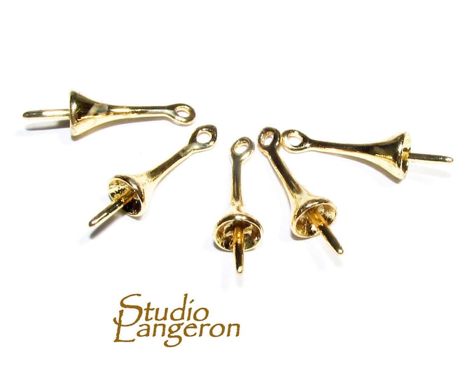 14K yellow gold filled cone bead caps with pin 3.5, 4.5 mm, cone bead caps, gold filled bead cap, bead cap, Jewelry making - 1 piece