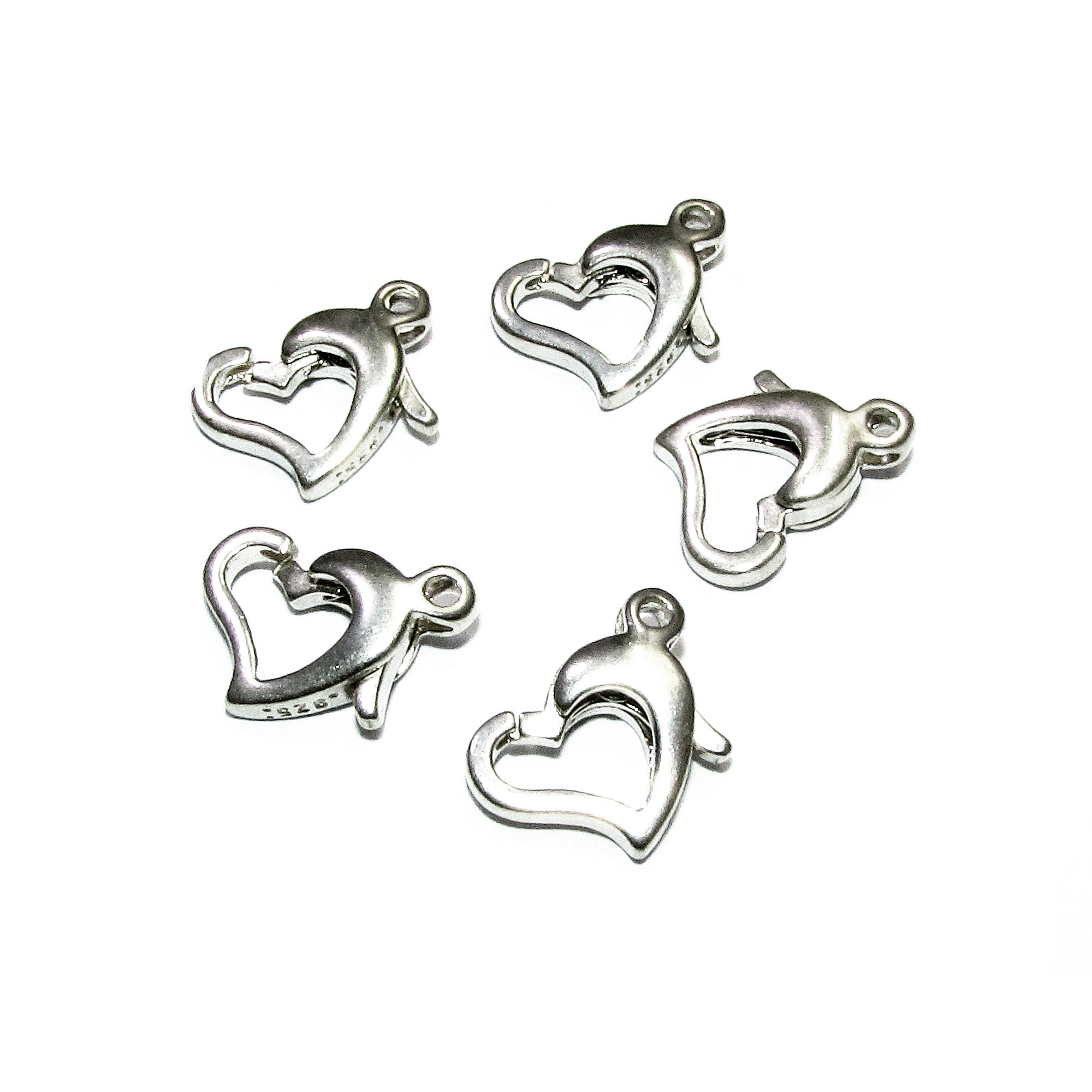 912S-50 = STERLING SILVER - CLASP HEART SHAPE-8x9.5MM (EACH) by