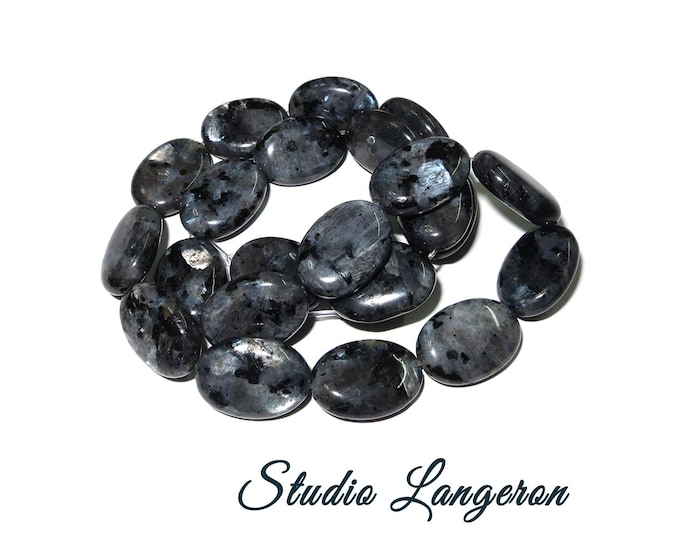 SALE!  7 beads Natural Larvikite Labradorite Gemstone oval Beads 13x18 mm, Natural Larvikite, Jewelry making
