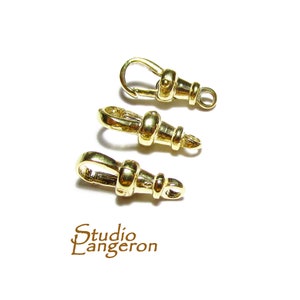 14K Yellow solid Gold Albert clasp 13mm Fixed Top Closed loop, Solid Gold clasp, Albert clasp, 14K Solid gold, Jewelry making - 1 piece