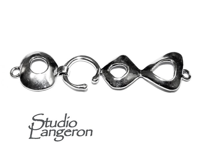 925 Sterling Silver Large Hook Eye Clasps size 6.0 cm, Silver clasp, Jewelry making, Hook eye clasp, Sterling silver, Large clasp - 1 piece