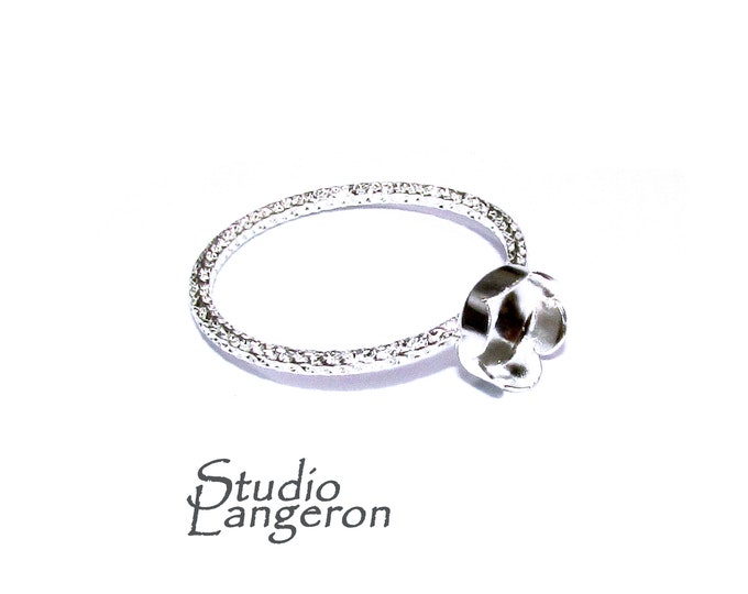 925 sterling silver blank ring with flower bezel cup 6 mm size 4, 5, 6, 7, 8, 9, silver ring, bezel cup, base ring, Jewelry making - 1 piece