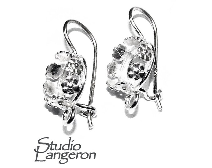 8 mm 925 sterling silver blank earrings with bezel cup and closed ring, Jewelry making, bezel cup, blank earrings - 1 pair (2 piece)