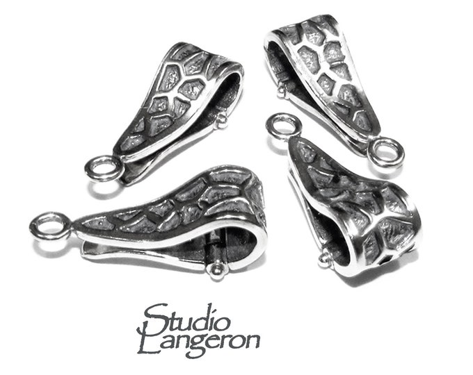 925 Sterling silver Large Pendant Bails with button, sterling silver Bail, Jewelry making, Bail finding, bail for pendant - 1 piece