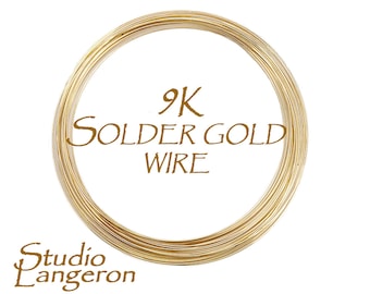 9K Solder wire yellow solid gold easy, medium, hard, solder gold, wire gold, solder, Jewelry making, gold 9K, solid gold - 4 inch (10 cm)