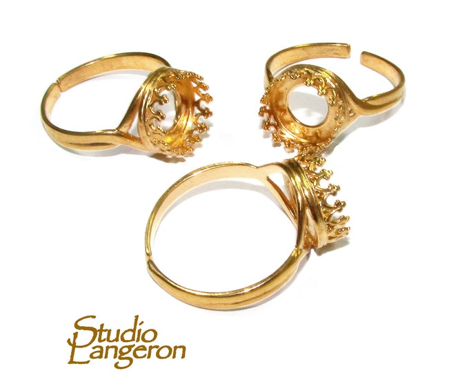14K Yellow gold filled open blank ring with bezel cup 10 mm, base ring, setting, bezel cup, jewelry making, ring gold filled - 1 piece