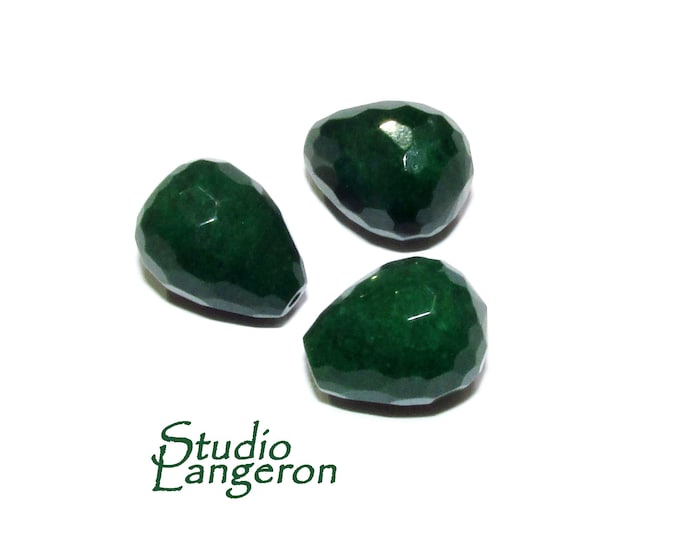 Natural African emerald Teardrop faceted half drilled Beads size 16x12 mm, Natural emerald, Half Drilled Beads, Jewelry making - 1 piece