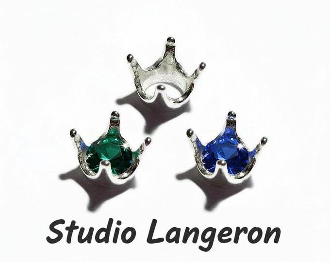 925 Sterling Silver Round 4-Prong Setting crown size 6, 8, 10, 12 mm, Silver round basket setting, Jewelry making, Prong Settings - 1 piece