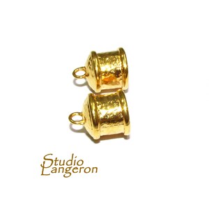 14K Yellow Gold filled Cord End Caps size 9.0 mm, gold filled end caps, end caps, jewelry making, cord, cord end caps - 1 pair (2 pieces)