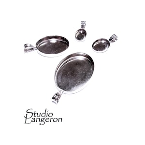 925 Sterling Silver blank pendants sizes 5x7 - 30x40mm, Setting, Silver pendants, Silver Bezel cups,  Jewelry making, Setting - 1 piece