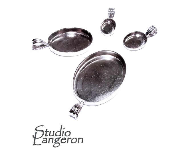925 Sterling Silver blank pendants sizes 5x7 - 30x40mm, Setting, Silver pendants, Silver Bezel cups,  Jewelry making, Setting - 1 piece