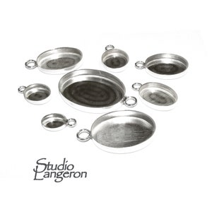 925 Sterling Silver Oval Bezel Cups, sizes 4x6 - 30x40 mm, Silver Bezel cups, Oval bezel cups, Jewelry making, Setting - 1 piece