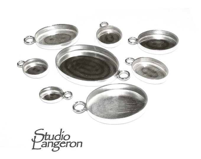 925 Sterling Silver Oval Bezel Cups, sizes 4x6 - 30x40 mm, Silver Bezel cups, Oval bezel cups, Jewelry making, Setting - 1 piece