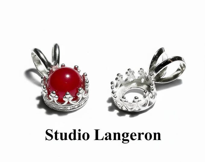 7 mm size 925 Sterling Silver blank pendant, Bezel cup, Jewelry making, Setting, Round bezel cup, Base pendant, Silver pendant - 1 piece