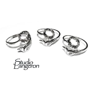 925 sterling silver open blank ring with bezel cup 8 mm, bezel cup, silver ring, base ring, Jewelry making, Setting, Blank ring - 1 piece