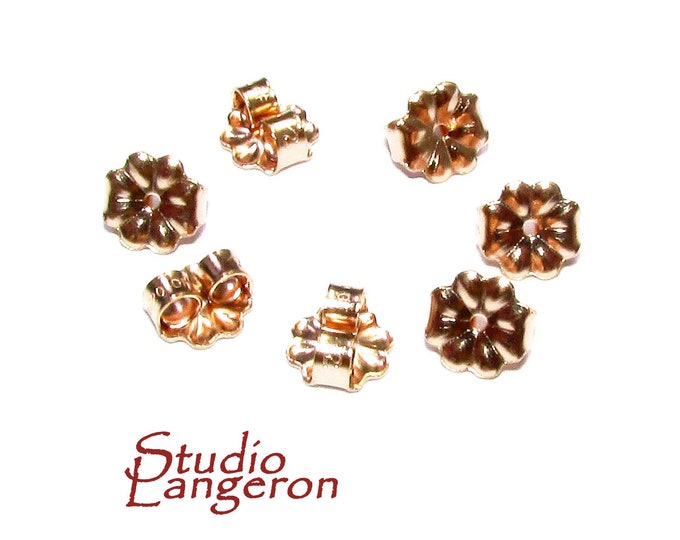 14K Rose Gold Filled medium Friction Ear Nuts, Earring Backs, Earring components, Jewelry making, Rose gold filled - 1 pair (2 pieces)