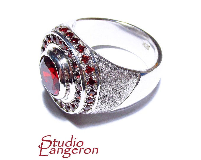 Statement garnet ring 925 sterling silver size 6, Handmade ring, single copy, 925 Silver ring, garnet , silver ring, gemstone, garnet ring