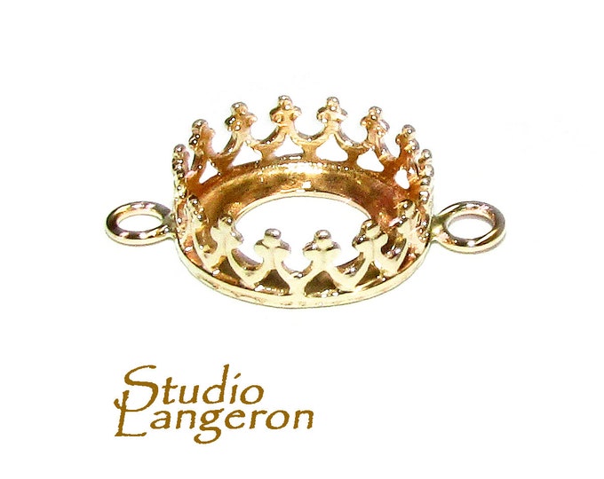 14K solid yellow gold Bezel Cups size 10 mm with two rings, Bezel cup, Setting, 14K solid gold, Jewelry making, Round bezel cup - 1 piece
