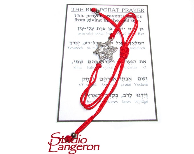 Red string bracelet, Red bracelet with prayer, Jerusalem, Judaism, Red string from Israel, Ben Porat prayer, Jerusalem, Israel, Evil eye