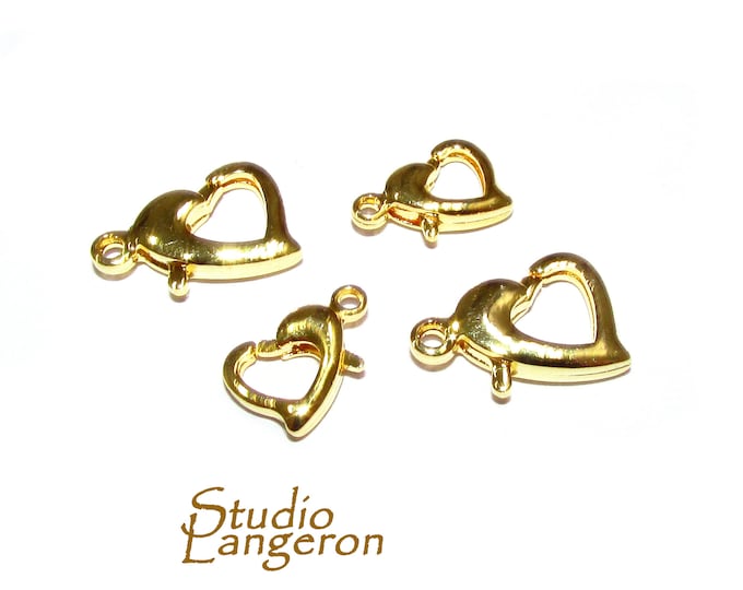14K Yellow Gold Filled Spring Heart Clasp size 10, 12 mm, Clasp gold filled, 14K Yellow gold filled, Jewelry making, Heart Clasp - 1 piece