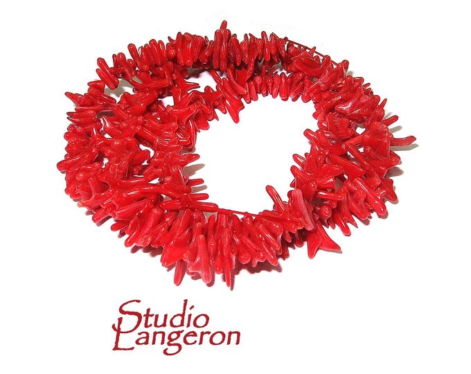 SALE!  Natural Red needle coral Beads 10mm 1 strand 40cm (16 inch) long, Natural coral, Jewelry making - 1 strand