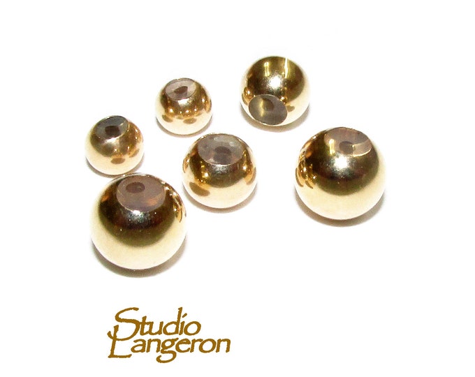 14K Yellow Solid gold round "Smart" Beads with Silicone size 4, 5, 6 mm, Smart beads, Jewelry making, 14K gold beads, Solid gold - 1 piece