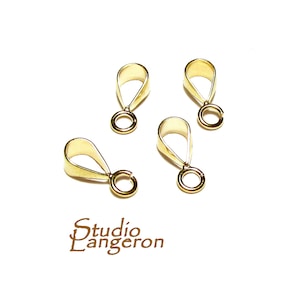 14K Solid Gold Pendant Bail with Open Ring (5.6x2.8 mm)