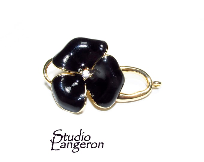 14K Yellow Gold Filled Hook Eye Clasp with Enamel: Jewelry Making (27mm, 1 Piece)