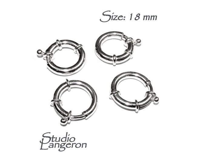 925 Sterling Silver Spring ring Clasps sizes 18 mm, Spring ring clasp, Jewelry making, Sterling silver, 925 Silver clasp, Clasp - 1 piece