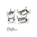925 Sterling Silver rectangular 4-Prong Settings different sizes, Silver rectangular setting, Octagon setting, Prong Settings - 1 piece product logo