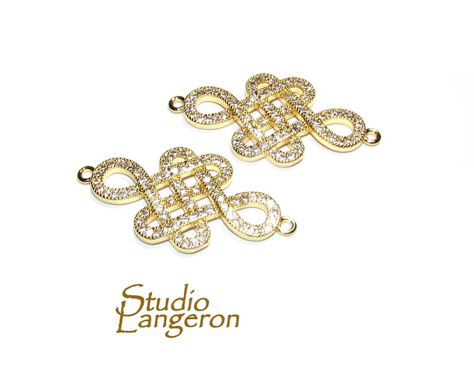 14K Gold filled connector with crystals 3.0x1.6 cm, gold filled link, Jewelry making, link connector - 1 piece