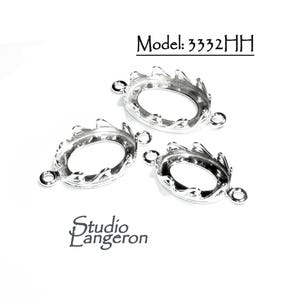 925 Sterling Silver Oval Bezel Cups with 2 loops, size 10x14, 12x16, 13x18 mm, Setting, bezel cup, Oval Bezel cup, Jewelry making - 1 piece
